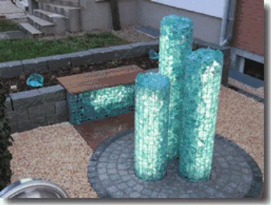Gabion/ glass rock accent columns